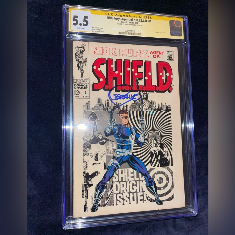 SOLD!! NICK FURY AGENT OF SHIELD 4 CGC SS 5.5 Signed by JIM STERANKO WHITE PAGES